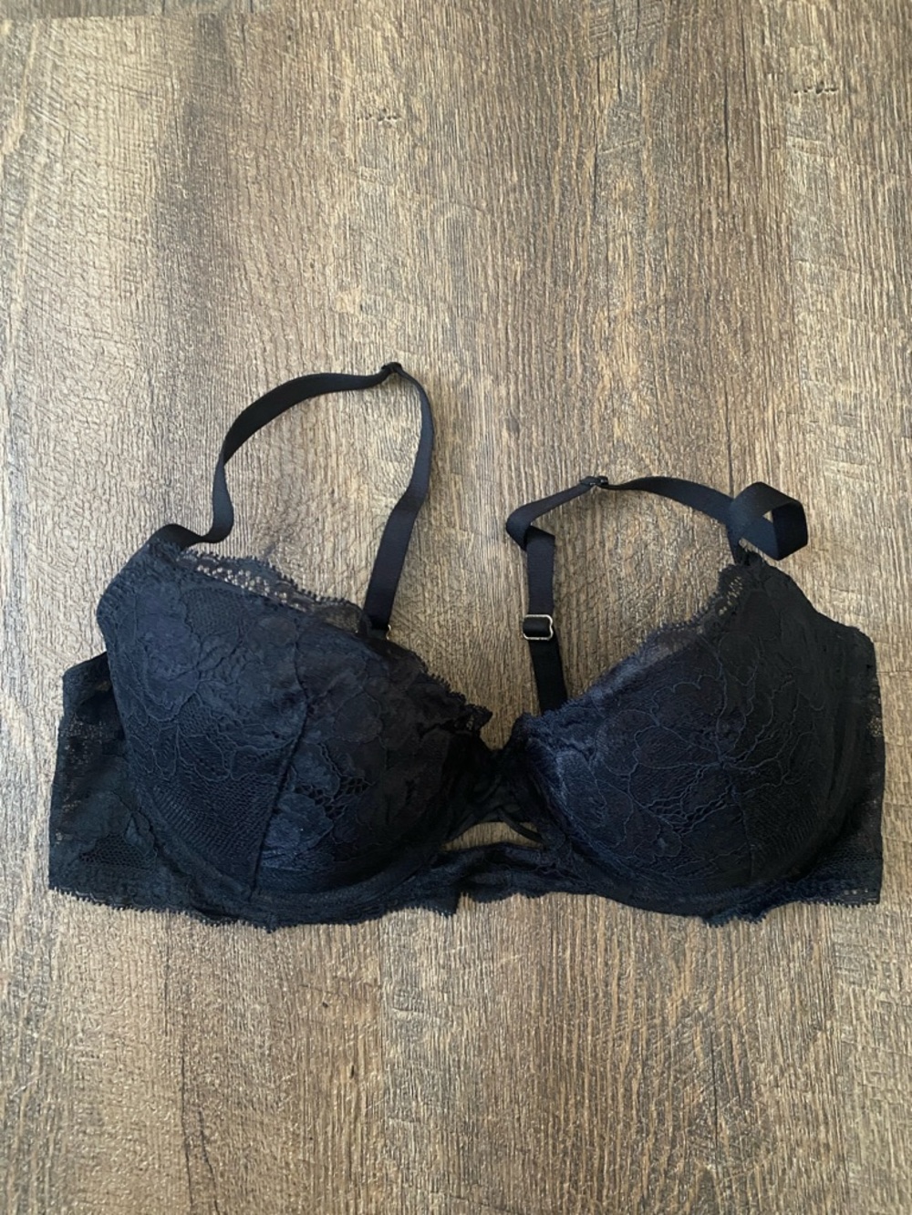 Diva Black Lace Push-Up Bra with Adjustable Straps